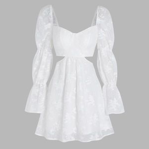 Puff Sleeve Dress with Floral Detail